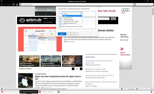Daten aus anderen Browsern in Vivaldi importieren (Screenshot: Golem.de)