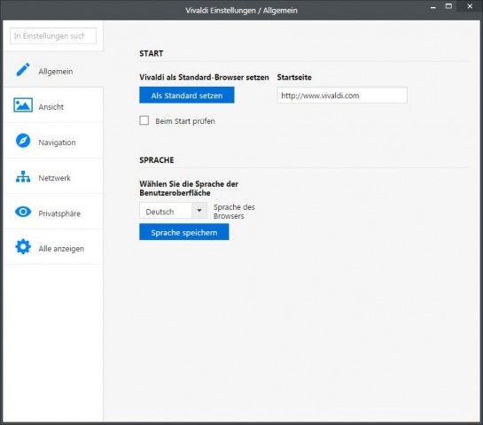 Vivaldi-Einstellungen (Screenshot: Golem.de)