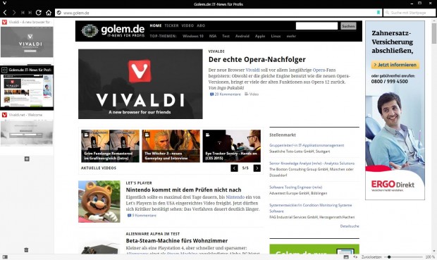 Tab-Leiste kann in Vivaldi auch links ... (Screenshot: Golem.de)