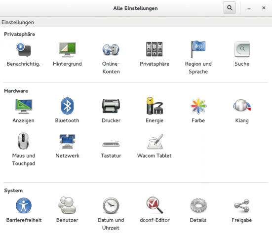 Etwas verwirrend ist, dass es neben Yast auch die Konfiguration von Gnome gibt - zum Beispiel, um die Auflösung anzugeben.