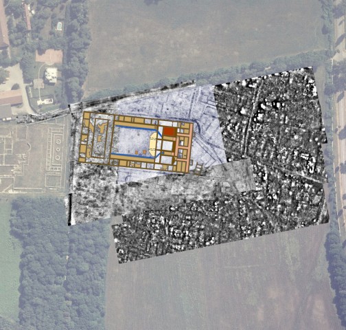 Das Forum von Carnuntum - Montage  aus Luftbild, Magnetik- und Radardaten (Bild: LBI Arch Pro, Klaus Löcker)