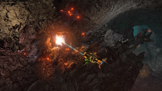 Im Spielmodus Capture the Ore gewinnt das Team, das als Erstes die geforderte Menge an Rohstoffen abbaut und zum Ernteschiff transportiert. (Bild: Descendent Studios)