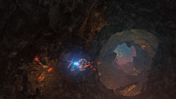 Die ersten Bilder von Descent: Underground zeigen Außenansichten, doch das Kampfgeschehen werden Spieler in traditioneller Ego-Perspektive erleben. (Bild: Descendent Studios)