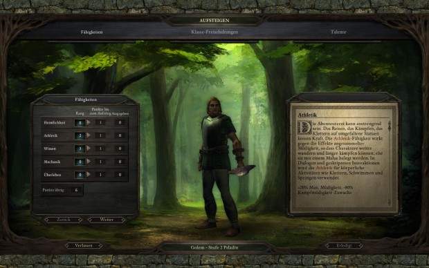 Nach einem Level-Aufstieg k&ouml;nnen wir unsere Werte verbessern. (Screenshot: Golem.de)