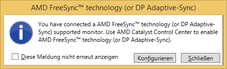 Ein kleiner Hinweis zeigt, dass Freesync unterstützt wird. (Screenshot: Golem.de)