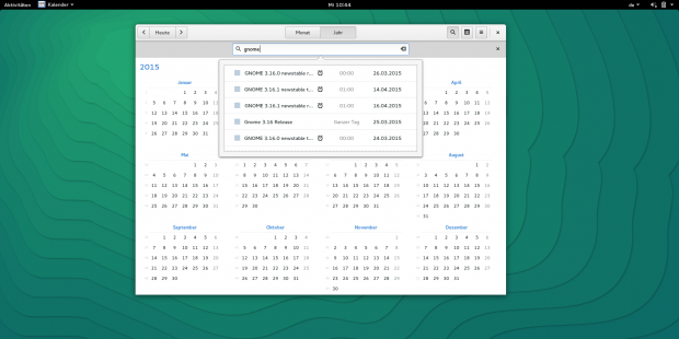 Die Suche nach Terminen l&auml;sst sich durch Tippen auf der Tastatur ausl&ouml;sen. (Screenshot: Sebastian Gr&uuml;ner/Golem.de)