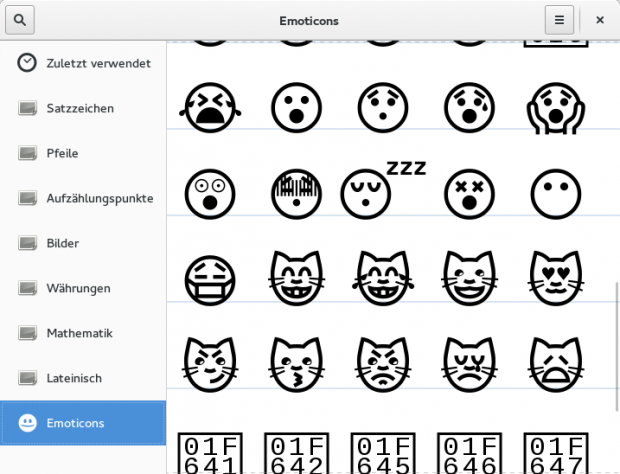 Gnome-Characters bietet eine einfache Unicode-Tabelle,... (Screenshot: Sebastian Gr&uuml;ner/Golem.de)