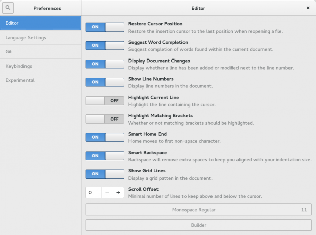 Builder enth&auml;lt die typischen Einstellungen zum Programmieren... (Screenshot: Sebastian Gr&uuml;ner/Golem.de)