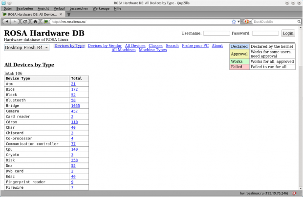 Die Hardware-Datenbank gibt Auskunft über unterstützte Geräte und Systeme.