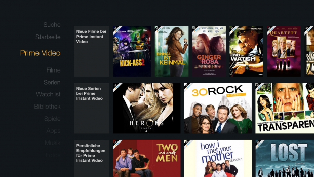 Unterrubrik Prime Video auf dem Fire TV Stick (Screenshot: Golem.de)