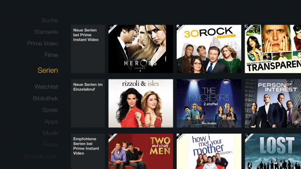 Unterrubrik Serien auf dem Fire TV Stick (Screenshot: Golem.de)