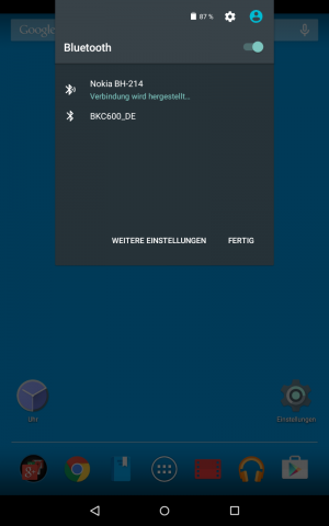 Android 5.1 - Bluetooth-Untermen&uuml; in den Schnelleinstellungen (Screenshot: Golem.de)