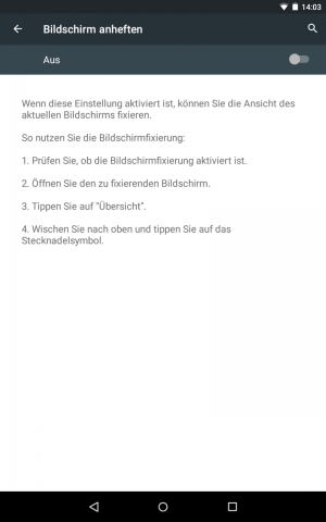 Android 5.1 - neues Men&uuml; f&uuml;r Funktion Bildschirm anheften (Screenshot: Golem.de)