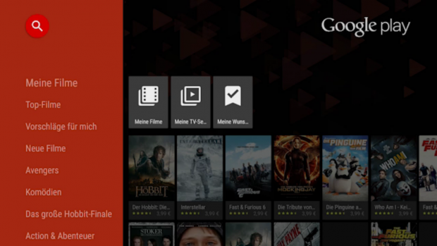Googles Play-Movies-App auf dem Nexus Player (Screenshot: Golem.de)