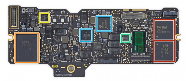 Der zweite Flash-Chip ist orange gerahmt (Bild: iFixit)