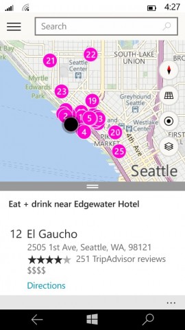 Die neue Maps-App für Windows-10-Smartphones (Bild: Microsoft)