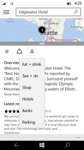Die neue Maps-App für Windows-10-Smartphones (Bild: Microsoft)