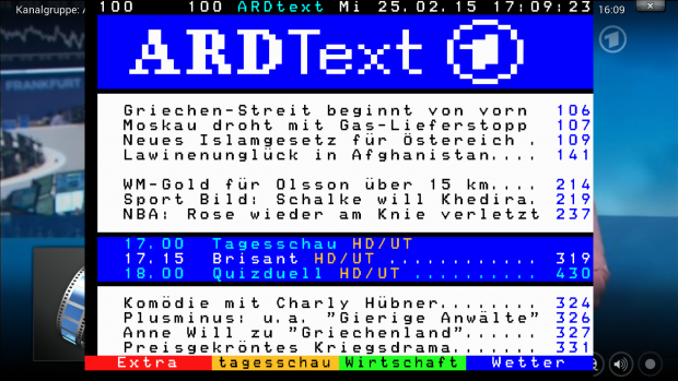 Der PVR IPTV Simple Client zeigt nicht nur das Fernsehbild an, sondern lädt auch den Videotext des aktuellen Senders.