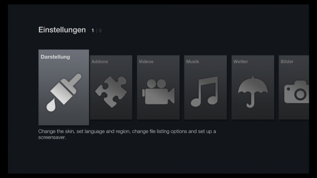 FTV Skin f&uuml;r Kodi - Einstellungen (Screenshot: Golem.de)