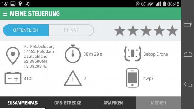 Zusammenfassung des letzten Fluges (Screenshot: Golem.de)