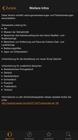 WatchOS 1.0.1 (Bild: Apple)