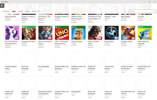 Bei den durch den Bug versehentlich angezeigten In-App-Käufen ist das allerdings anders: Stellenweise kosten Zusatzinhalte 100 Euro. (Screenshot: Golem.de)