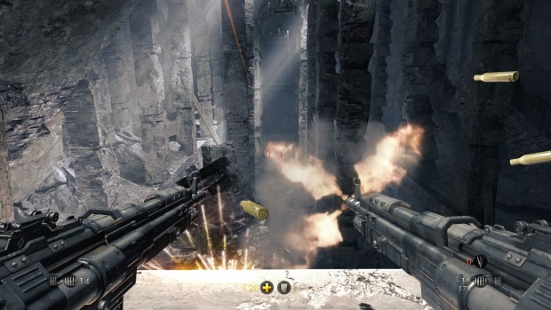 Einige Waffen können wir in beiden Händen gleichzeitig halten und mit ihnen schießen.