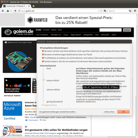 ... oder weitere Funktionen deaktiviert werden, die Benutzer identifizieren sowie ...