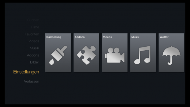 FTV Skin f&uuml;r Kodi - Einstellungen (Screenshot: Golem.de)