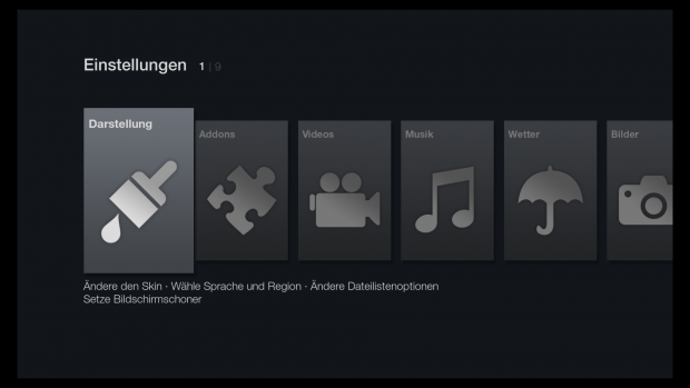 FTV Skin f&uuml;r Kodi - Einstellungen (Screenshot: Golem.de)