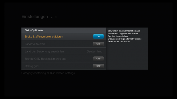 FTV Skin f&uuml;r Kodi: Hier l&auml;sst sich das Skin konfigurieren - seit der finalen Version auch in deutscher Sprache. (Screenshot: Golem.de)