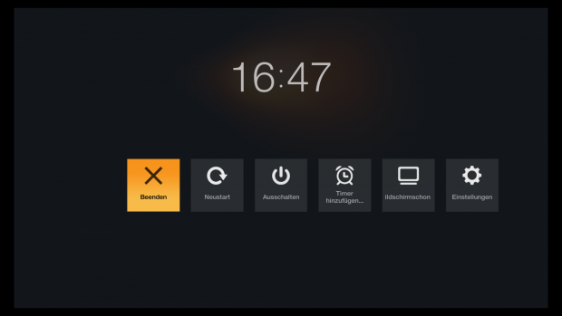 FTV Skin f&uuml;r Kodi - Abschaltmen&uuml; (Screenshot: Golem.de)