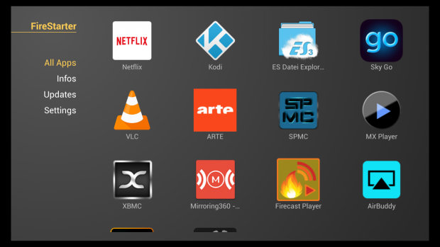 Fire Starter - Alternativer Startbildschirm für Fire TV und Fire TV Stick (Screenshot: Golem.de)
