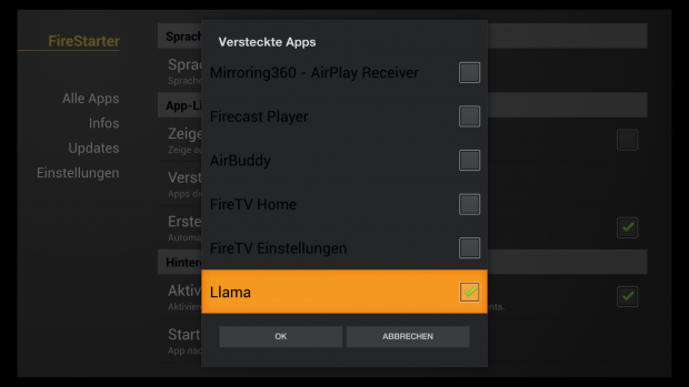 Auch die Einstellungen in Fire Starter sind jetzt in deutsch. (Screenshot: Golem.de)