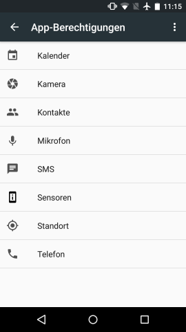 Android M zeigt in einer &Uuml;bersicht alle aktuellen Berechtigungen. (Screenshot: Golem.de)