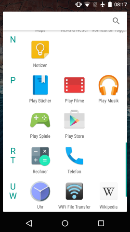 Neu gestaltete App-Übersicht in Android M (Screenshot: Golem.de)