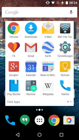 Ordner in Android M verteilen Apps bei Bedarf auf mehrere Seiten. (Screenshot: Golem.de)