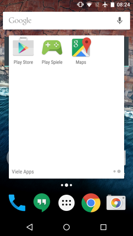 Ordner in Android M verteilen Apps bei Bedarf auf mehrere Seiten. (Screenshot: Golem.de)