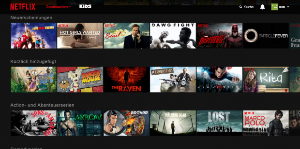 Neue Netflix-Oberfl&auml;che im Browser (Screenshot: Golem.de)