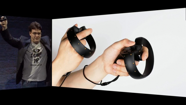 Palmer Luckey zeigt Oculus Touch (Screenshot: Golem.de)