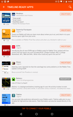 Android-App von Pebble Time (Screenshot: Golem.de)
