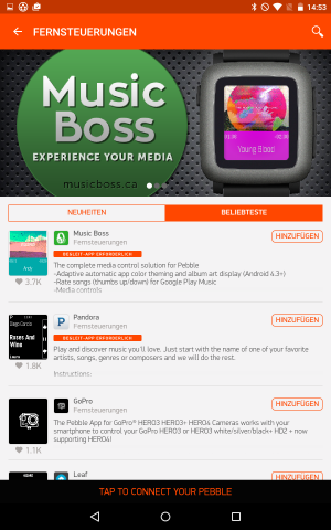 Android-App von Pebble Time (Screenshot: Golem.de)