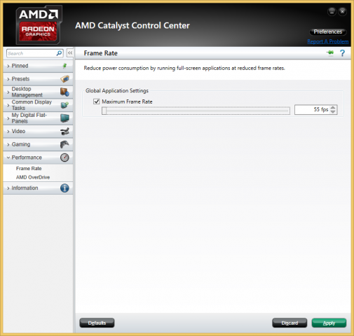 Die Frame Rate Target Controll reicht von 55 ... (Screenshot: Golem.de)