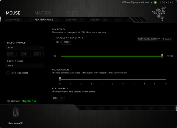 Razer Mamba im Synapse-Treiber (Screenshot: Golem.de)