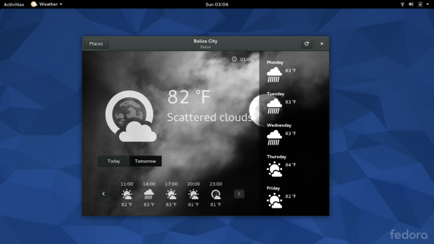 Die Wetter-App in Gnome (Screenshot: Ferdinand Thommes)