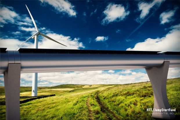 Das System soll mit Sonnenenergie versorgt werden. Hyperloop will mehr elektrischen Strom gewinnen, als ben&ouml;tigt wird. (Bild: Omegabyte 3D)