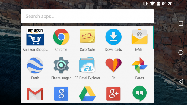 App-Übersicht im Querformat mit deaktivierter App-Platzhalter-Leiste (Screenshot: Golem.de)