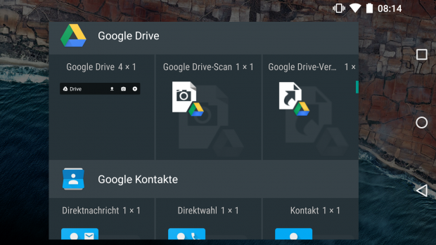 Veränderte Widgets-Übersicht in Android M im Querformat (Screenshot: Golem.de)