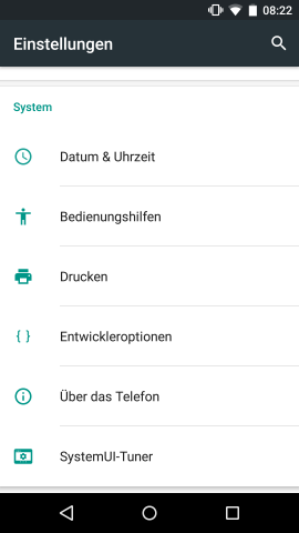 Dann erscheint der Menüpunkt SystemUI-Tuner am Ende der Android-Einstellungen. (Screenshot: Golem.de)