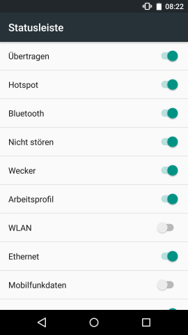 Im SystemUI-Tuner der Preview 2 kann die Statusleiste angepasst werden. (Screenshot: Golem.de)